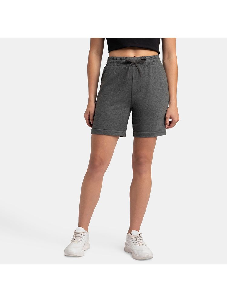 Jockey AW23 Women Super Combed Cotton Rich Regular Fit Shorts - Charcoal Melange-picture-20