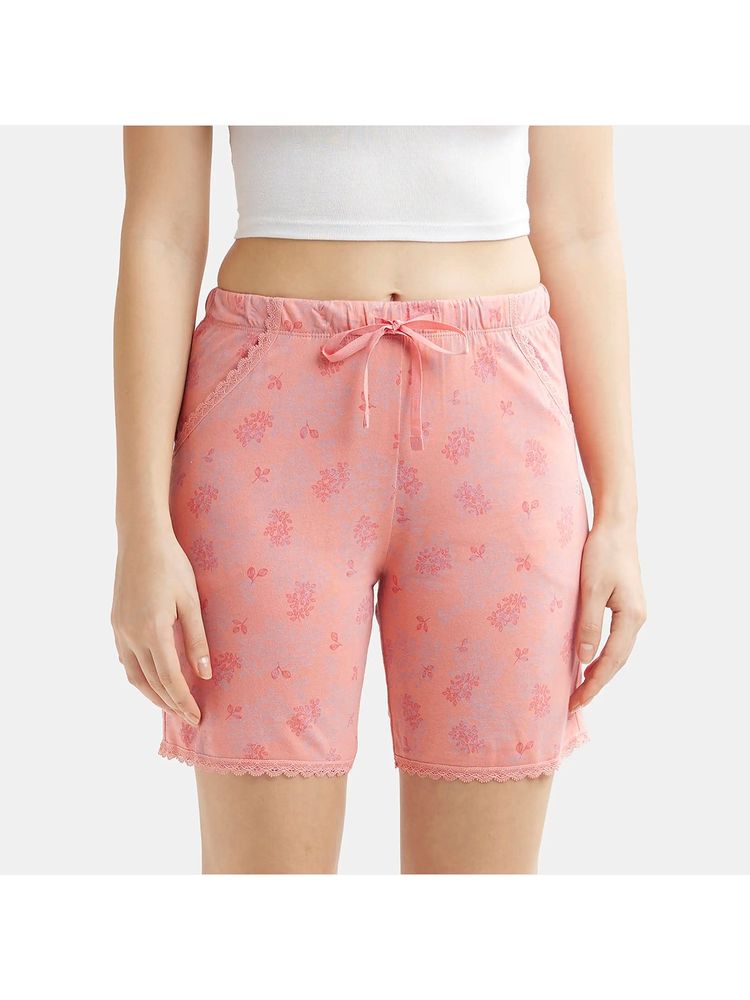 Jockey RX10 Women Micro Modal Cotton Printed Shorts - Peach Blossom Assorted-image-3