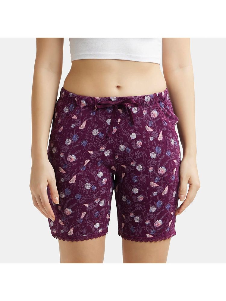 Jockey RX10 Women Micro Modal Cotton Printed Shorts - Purple Wine Assorted-picture-12