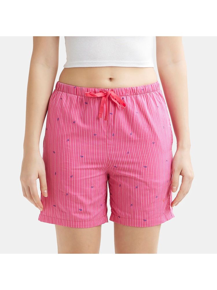 Jockey RX15 Women Super Combed Cotton Striped Shorts - Ruby Assorted Checks-picture-27