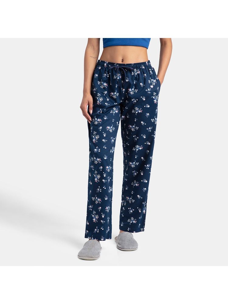 Jockey RX06 Women Super Combed Cotton Woven Fabric Pyjama - Classic Navy Assorted