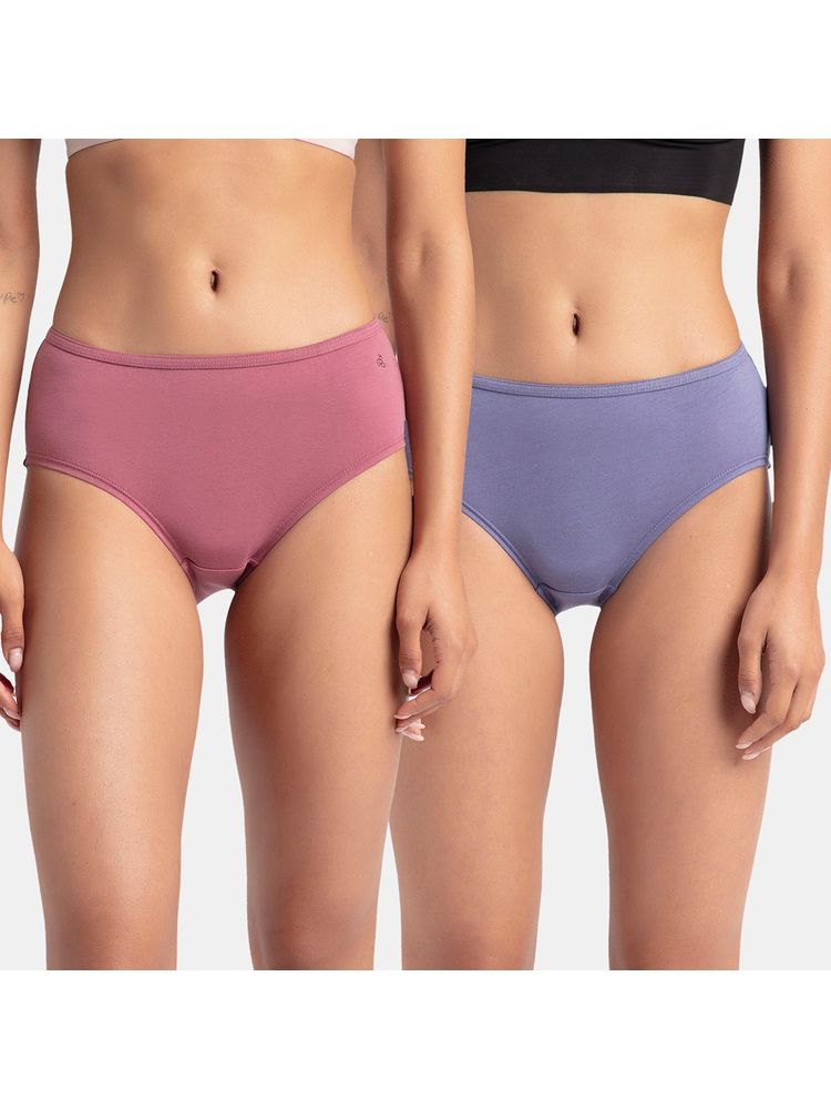 Jockey SW02 Women High Coverage Cotton Elastane Hipster - Solid Assorted (Pack of 2)-picture-38