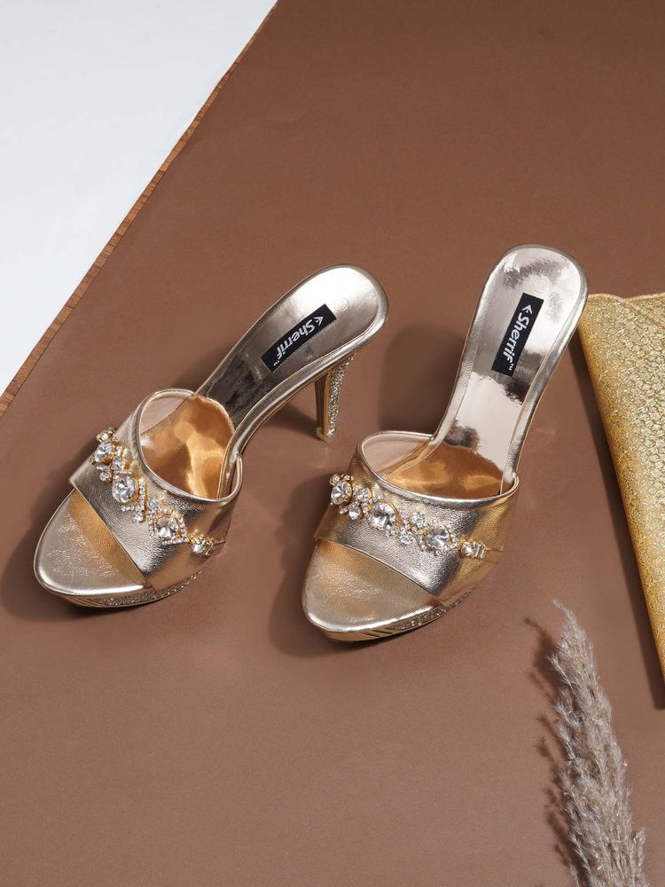 Sherrif Shoes Golden Stiletto Heels-image-46