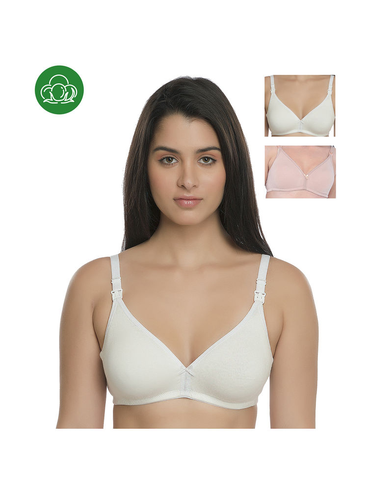 Inner Sense Organic Cotton Antimicrobial Nursing Bra Pack of 3 - Multi-Color-image-3