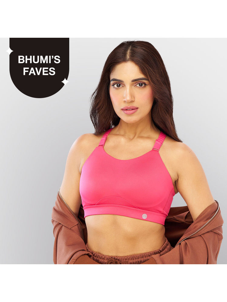 Nykd By Nykaa Multiway Adjustable High Impact Bounce Control Padded Sports Bra NYK908 Pink