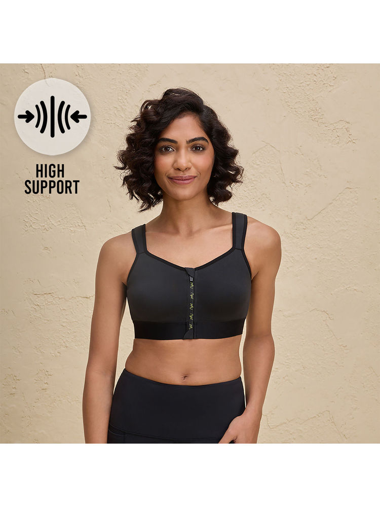 Nykd By Nykaa Full Coverage Front Open High Impact Posture Correcting Sports Bra NYK907 Jet Black
