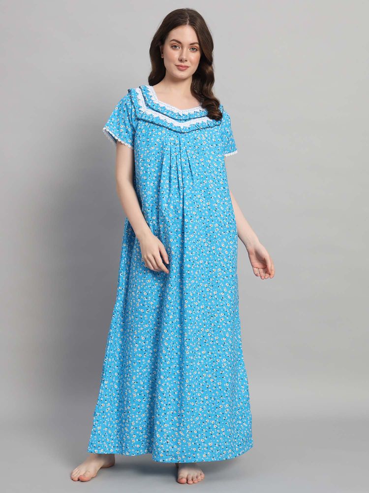 SEPHANI Women Cotton Nightdress Blue-picture-24