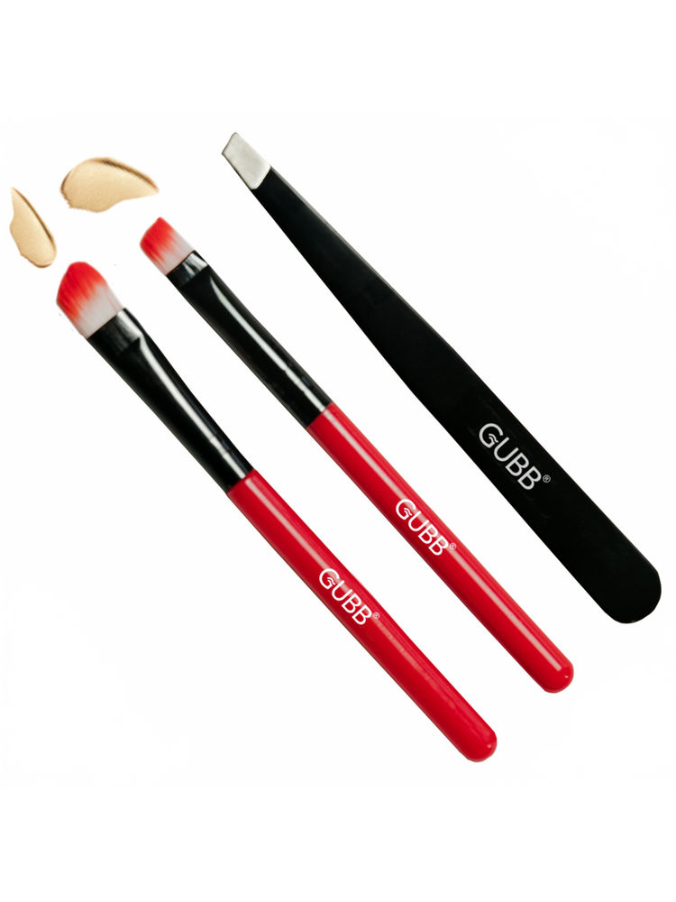 GUBB Soft Bristle Round Eye Shadow Brush and Slant Eye Shadow Brush 2with Slant Tip Tweezer