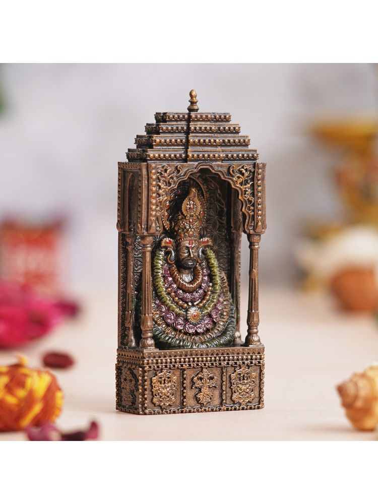 eCraftIndia Rustic Gold Handcrafted Lord Khatu Shyam Baba ji Idol with Temple-picture-14