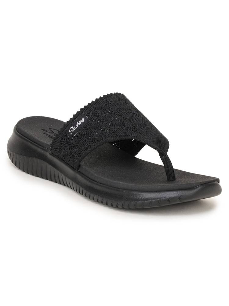 SKECHERS ULTRA FLEX Black Flip Flops