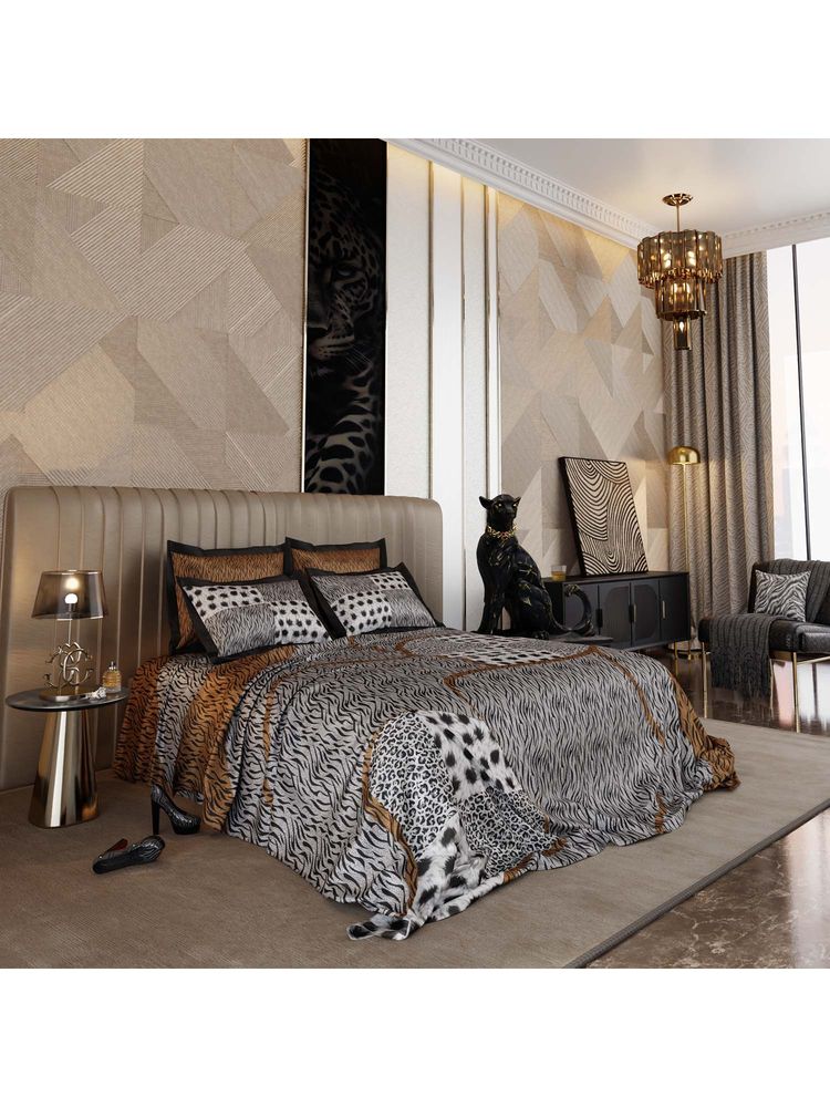 Stoa Paris Untamed Enrich Cotton Primal Elegance Printed Super King Bed Sheet with 4 Pillow Covers-picture-12