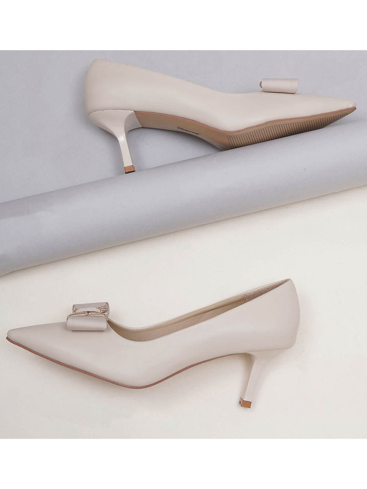 Sherrif Shoes Khaki Kitten Solid Pump Heels-picture-29