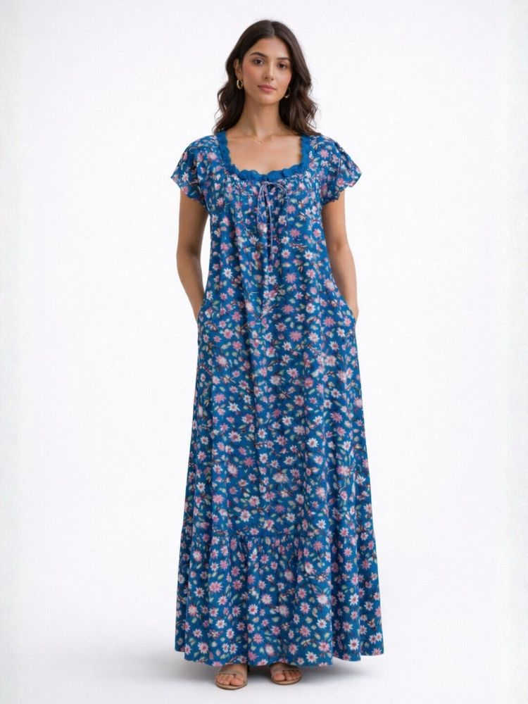 FEATHERS CLOSET Teal Floral Regular Dress-picture-12