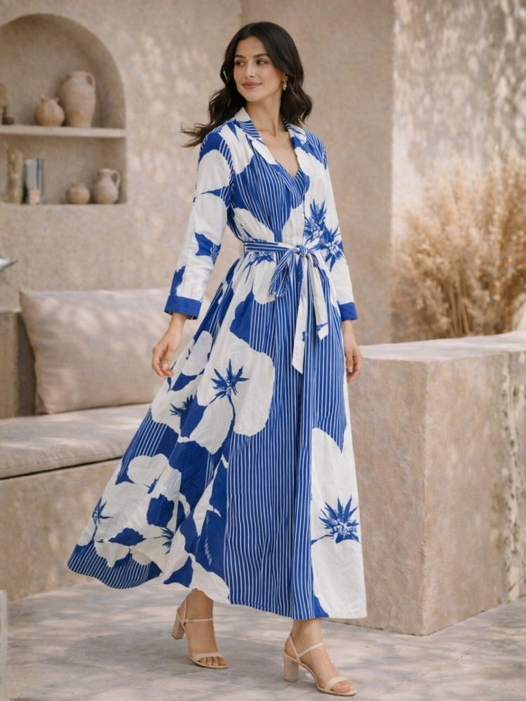 FEATHERS CLOSET Blue Floral Regular Robe-picture-16