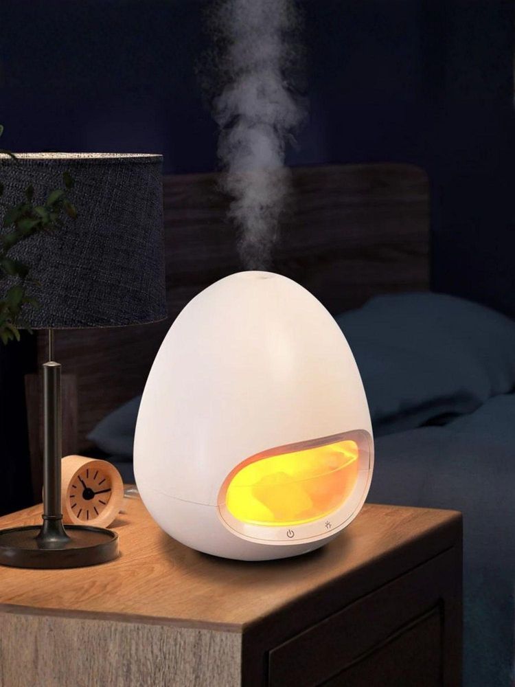 Smokey Cocktail Natural Salt Lamp Humidifier/Diffuser- White - White-image-4