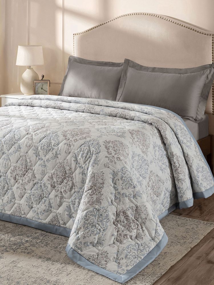 Maspar Blue Cotton Double Bed Quilt (Double)-image-1