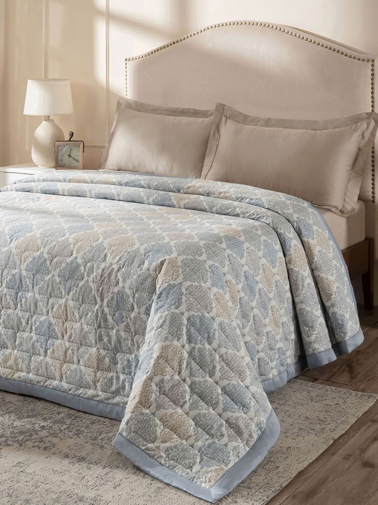 Maspar Blue Cotton Ethnic Printed Double Bed Quilt (Double)-image-16