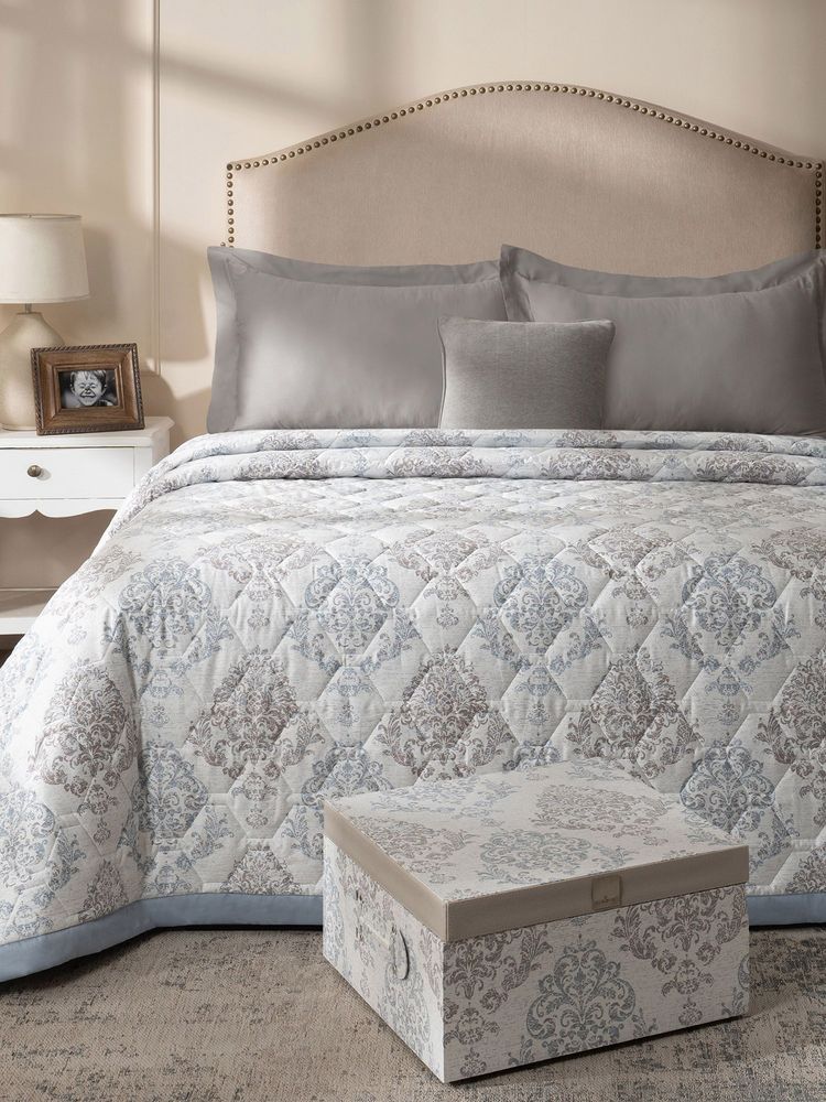 Maspar Blue Cotton Ethnic Printed Quilt Bedding Set (Double)-image-10