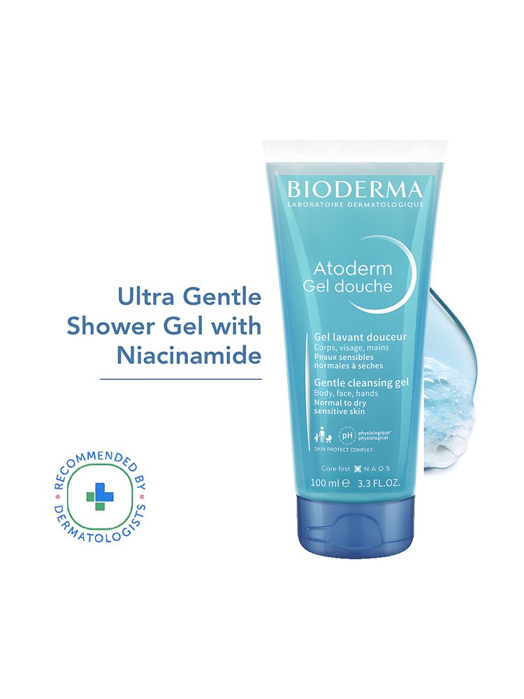 Atoderm Gel Douche Ultra Gentle Soap Free Shower Gel with Niacinamide for 24H Hydration 100ml