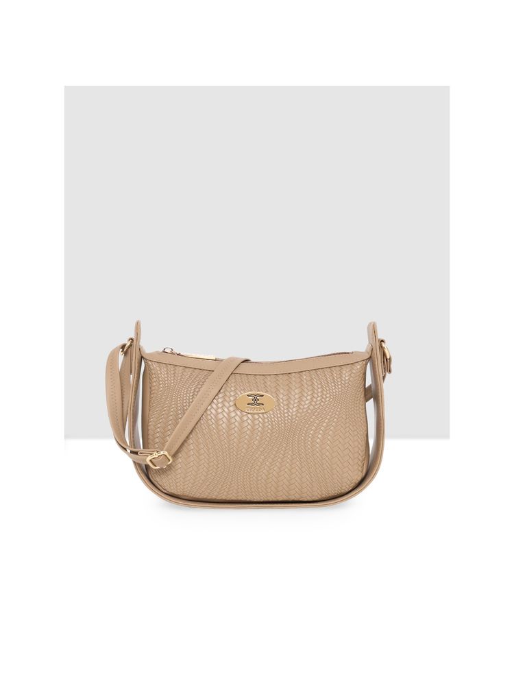 ESBEDA Beige Colour Texture Sling Bag for Women-picture-16