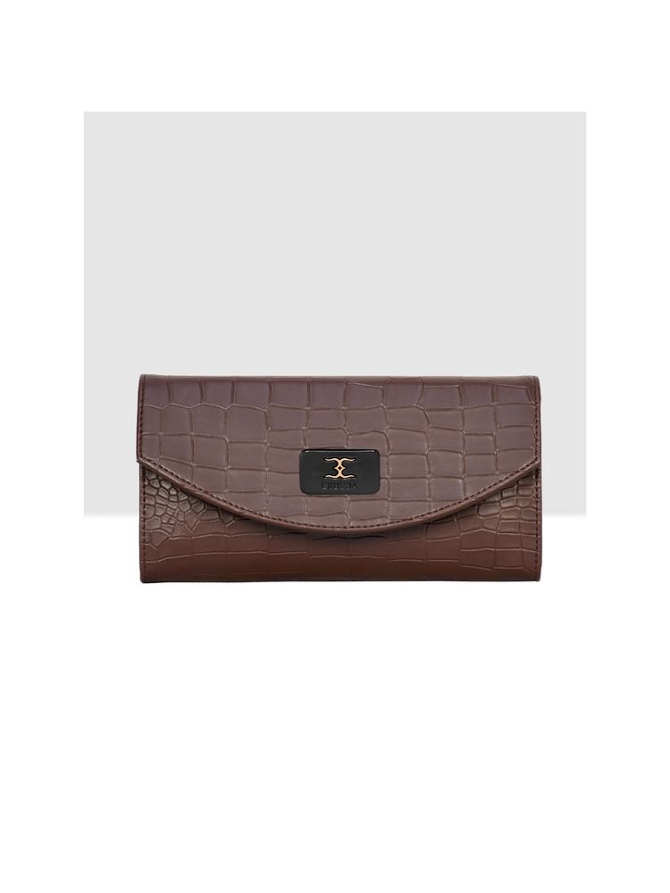 ESBEDA Brown Colour Croco Embossed Wallet for Women-picture-13