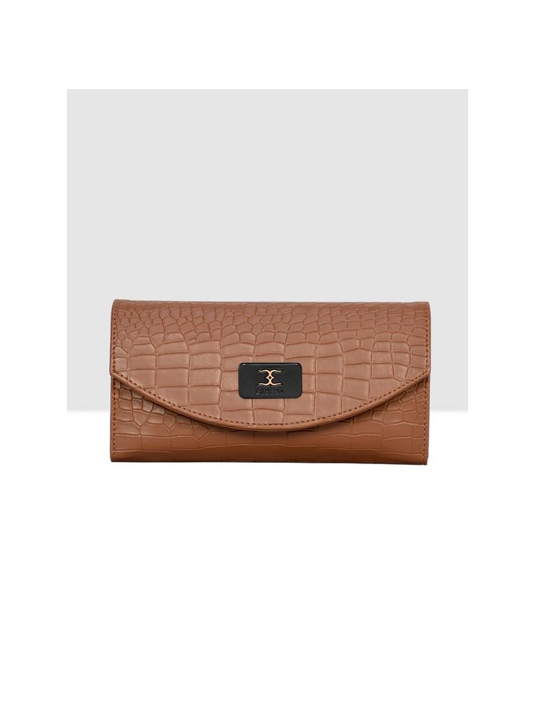 ESBEDA Tan Colour Croco Embossed Wallet for Women-picture-12