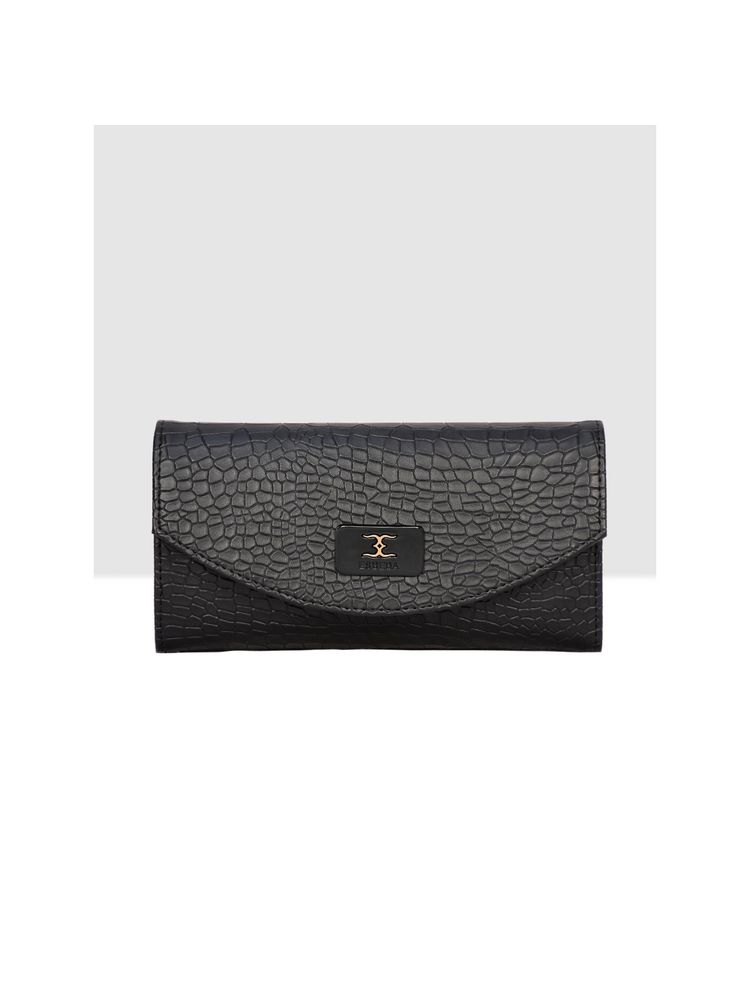 ESBEDA Black Colour Croco Embossed Wallet for Women-picture-12