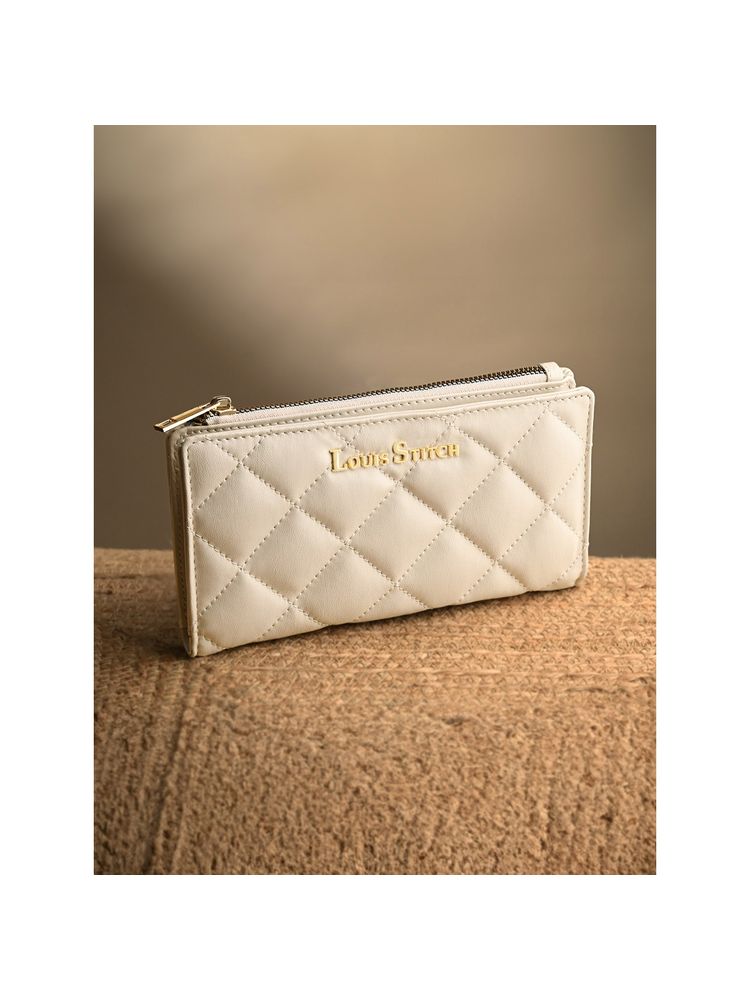 Louis Stitch Stylish Beige Wallet for Women with Snap Button Closure-picture-25