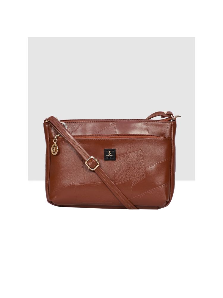 ESBEDA Tan Stylish Textured Sling Bag-picture-10