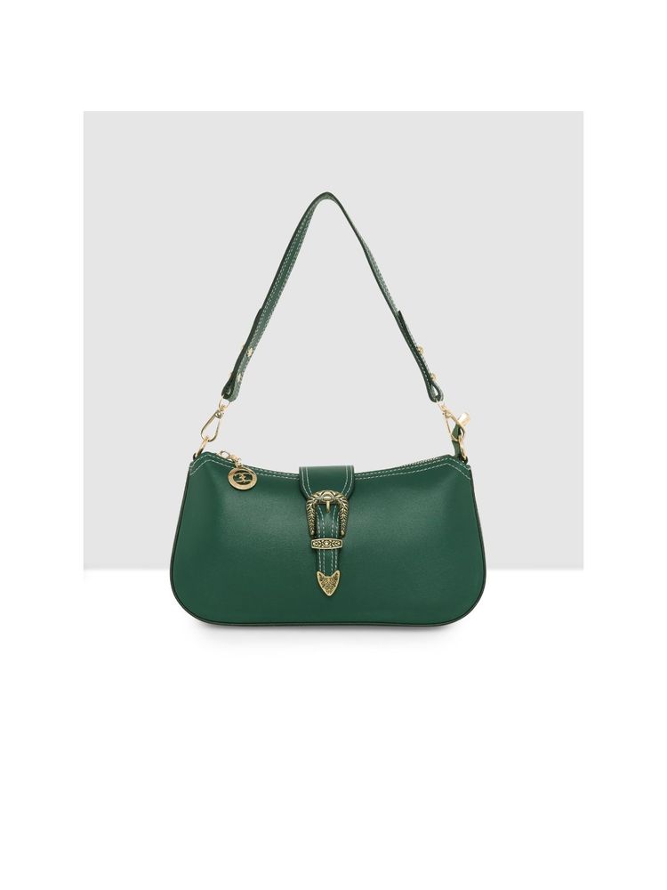 ESBEDA Green Structured Classic Handbag with Detachable Strap-image-19