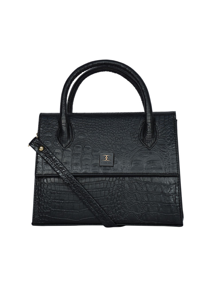 ESBEDA Black Croco Textured Handbag for Women (S) (Set of 2)