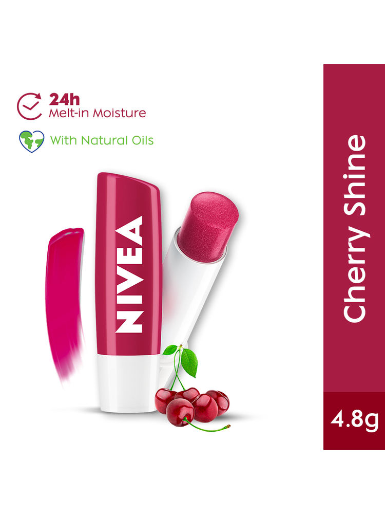 NIVEA Tinted Lip Balm With Natural Oils & 24H Melt-In Moisture Cherry Shine