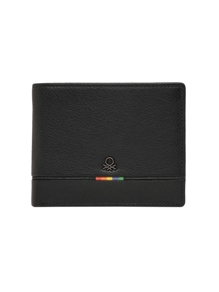 United Colors of Benetton Mens Leather Global Coin Forssa Wallet - Black-image-1