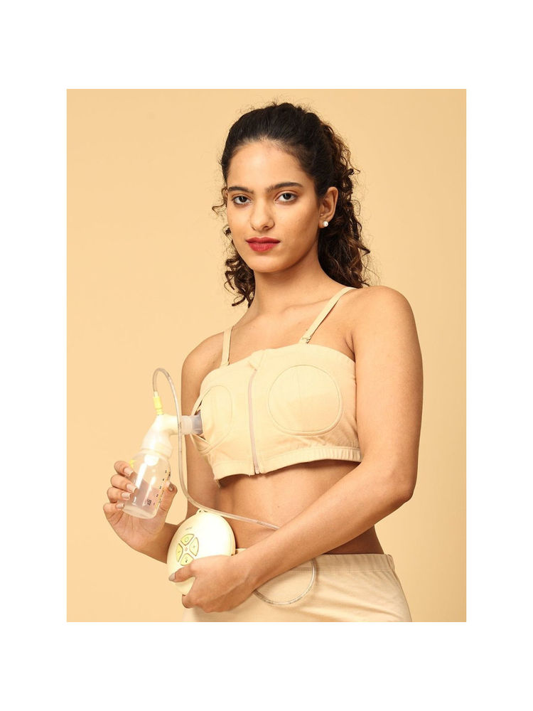 The Mom Store Nursing Pumping Bra Beige-Hand Free-picture-18