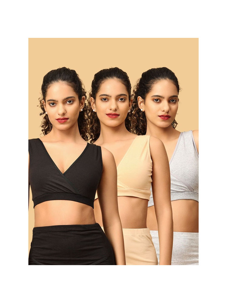 The Mom Store Maternity Nursing Sleep Bra (Pack of 3)-picture-15