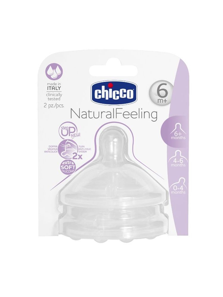 Chicco Natural Feeling Fast Flow Teat (6M+) - 2 Pieces