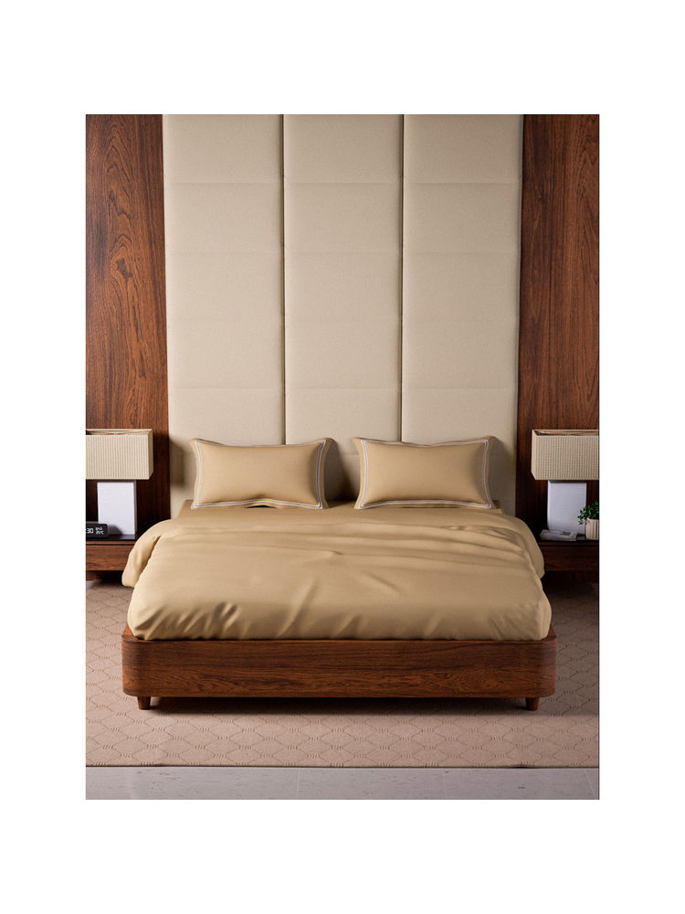 MULBERRY LIVING Opulent Hue King Size 500TC Bedsheet with 2 Pillow Covers - Beige-image-11
