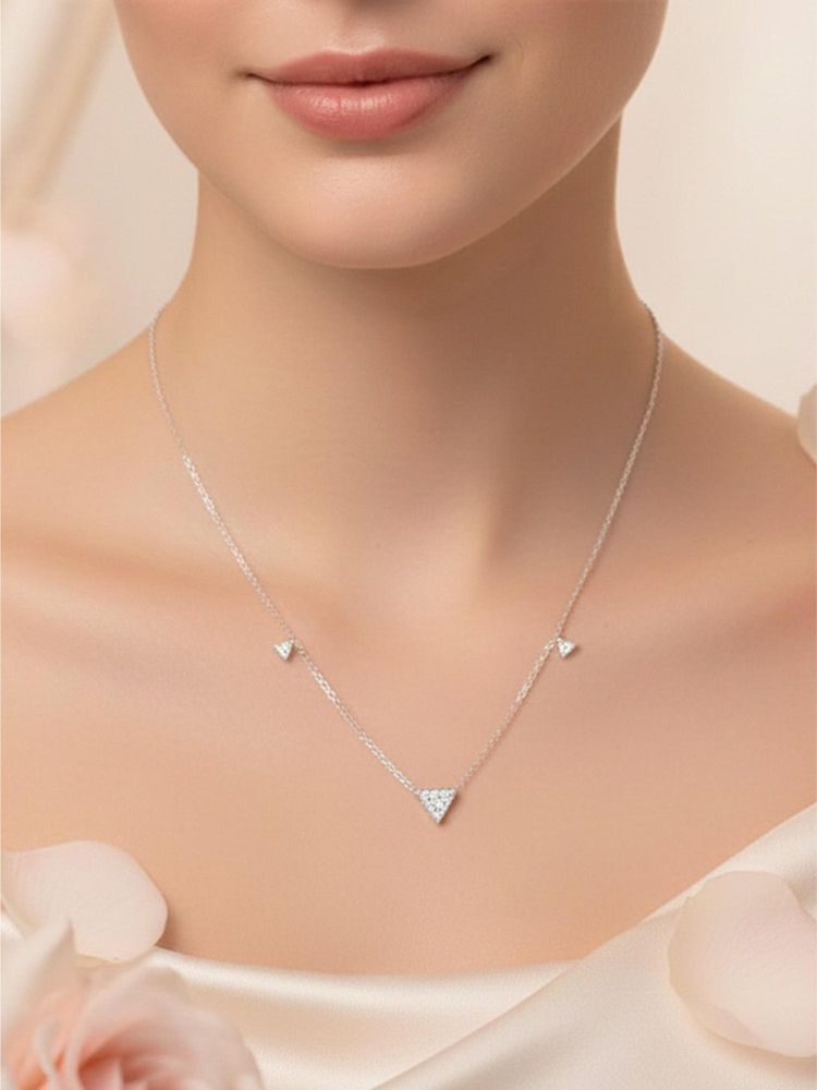 925 SILLER 925 Pure Silver Stone Studded Necklace-image-5