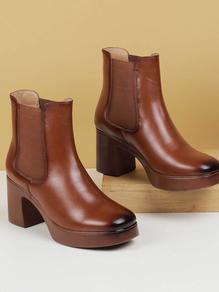 Mochi Women Tan Casual Chelsea Boots-picture-46