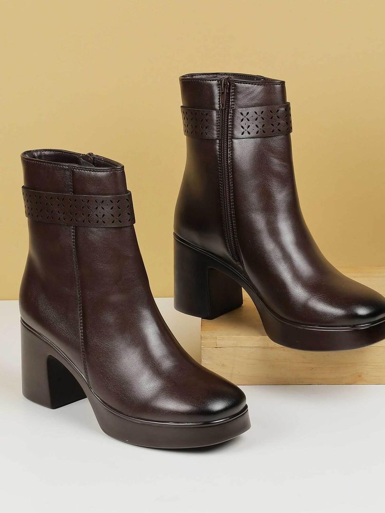 Mochi Women Brown Boots-image-4