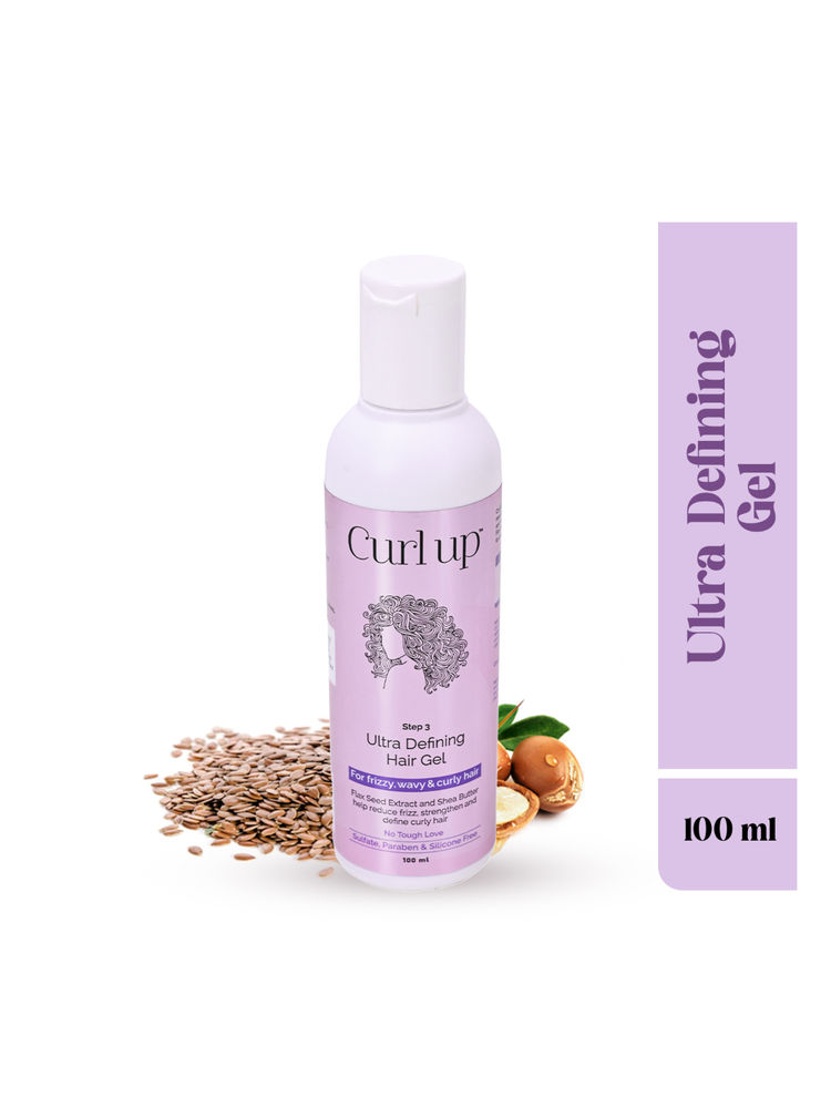 Curl Up Ultra Defining Curly Hair Gel - Strong Hold Flaxseed For Wavy & Curly Hair