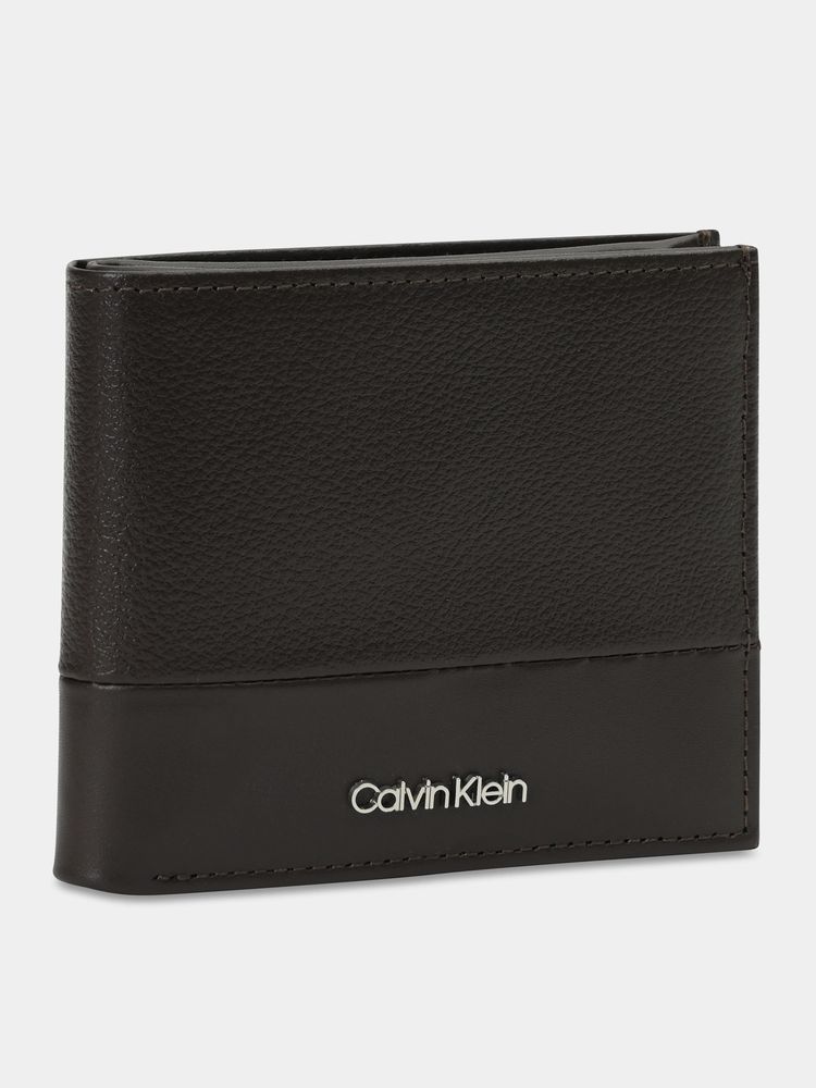 Calvin Klein Solid Brown Leather Bi-Fold Wallet
