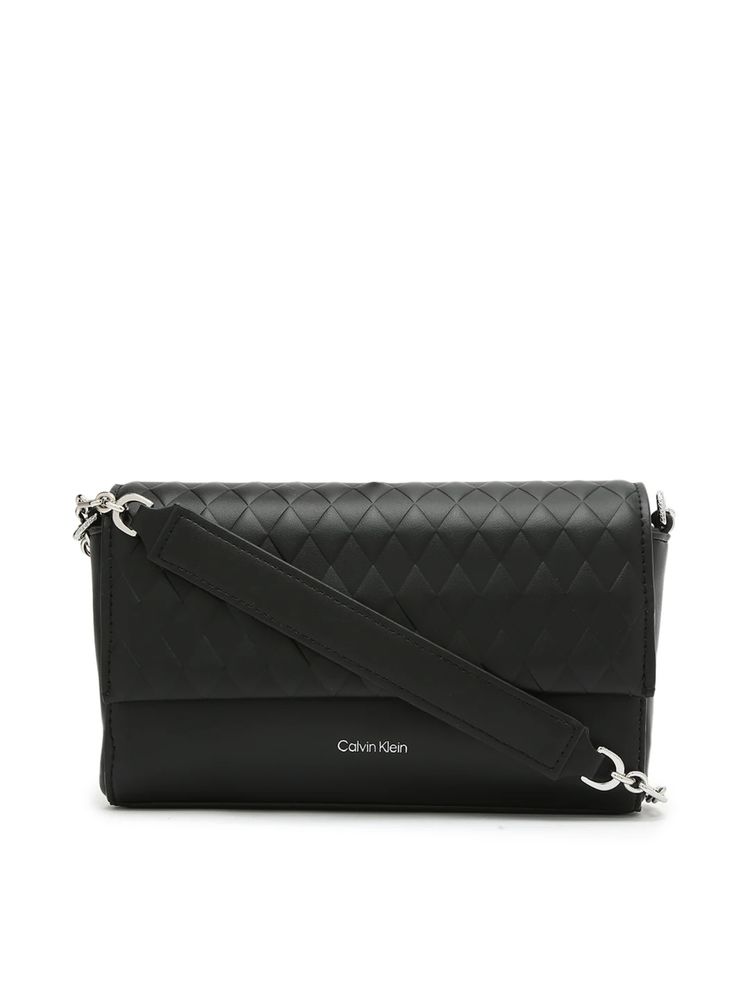 calvin klein fashion Calvin Klein Solid Black Pu Sling Bag-picture-12