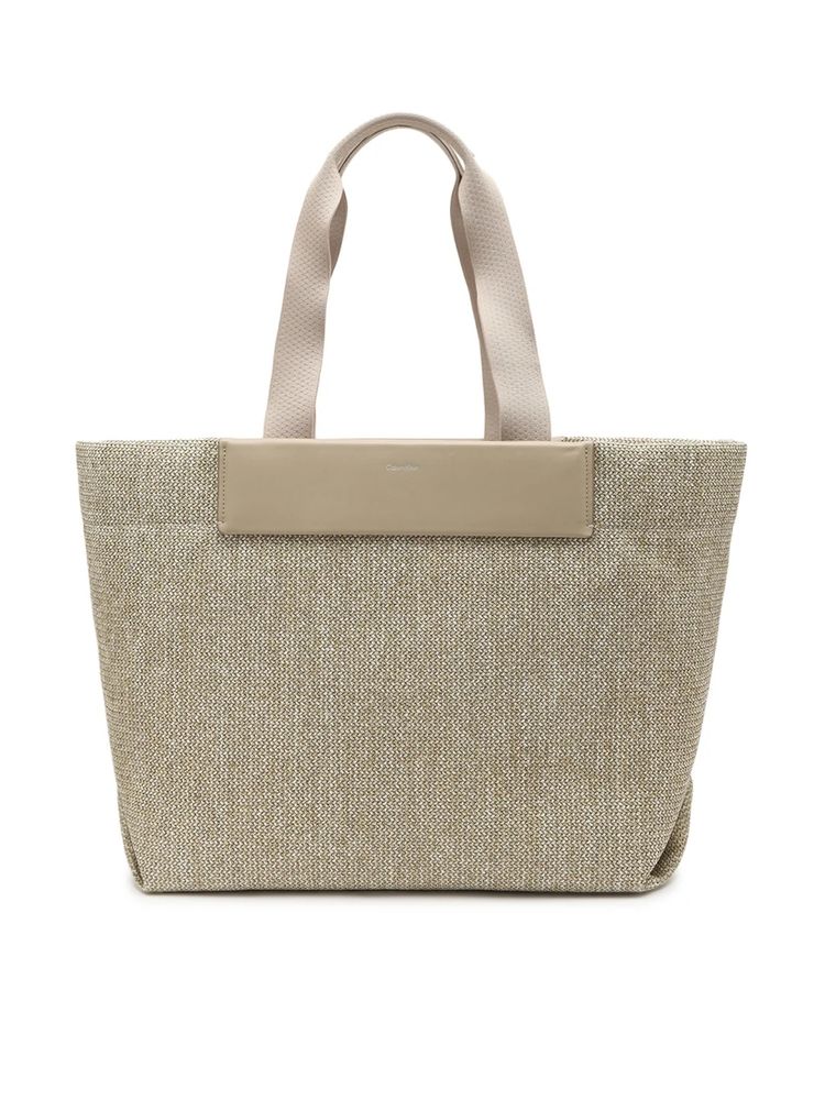 calvin klein fashion Calvin Klein Solid Beige Polypropylene Tote Bag-picture-15