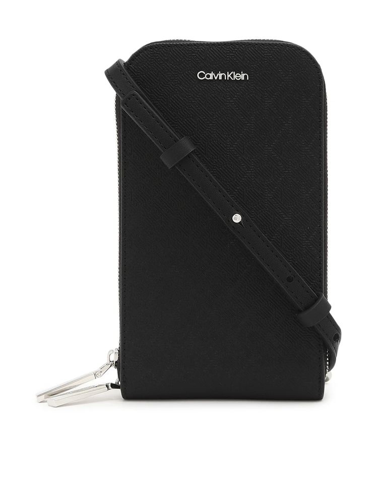 Calvin Klein Logo Black Pu Zip-Around Wallet with Detachable Strap-image-15
