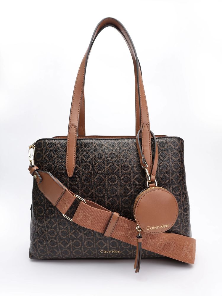 calvin klein fashion Calvin Klein Logo Brown Pvc Handbag with Detachable Strap-picture-33