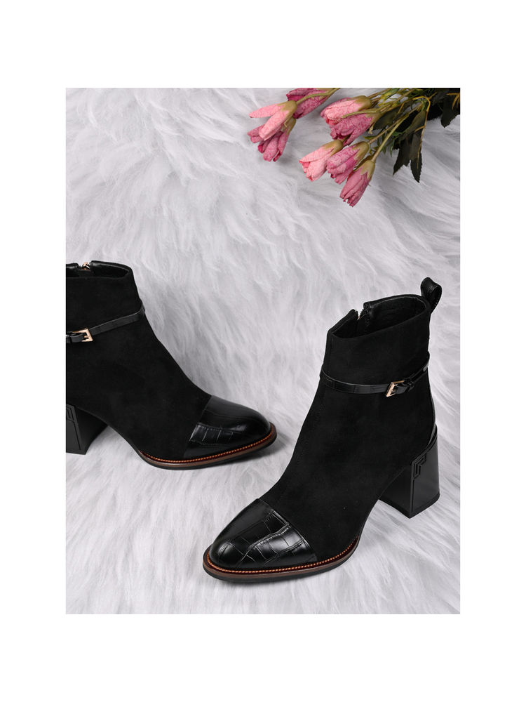 Ronnie Grey Women Black Animal Print Ankle Length Casual Boots-picture-28