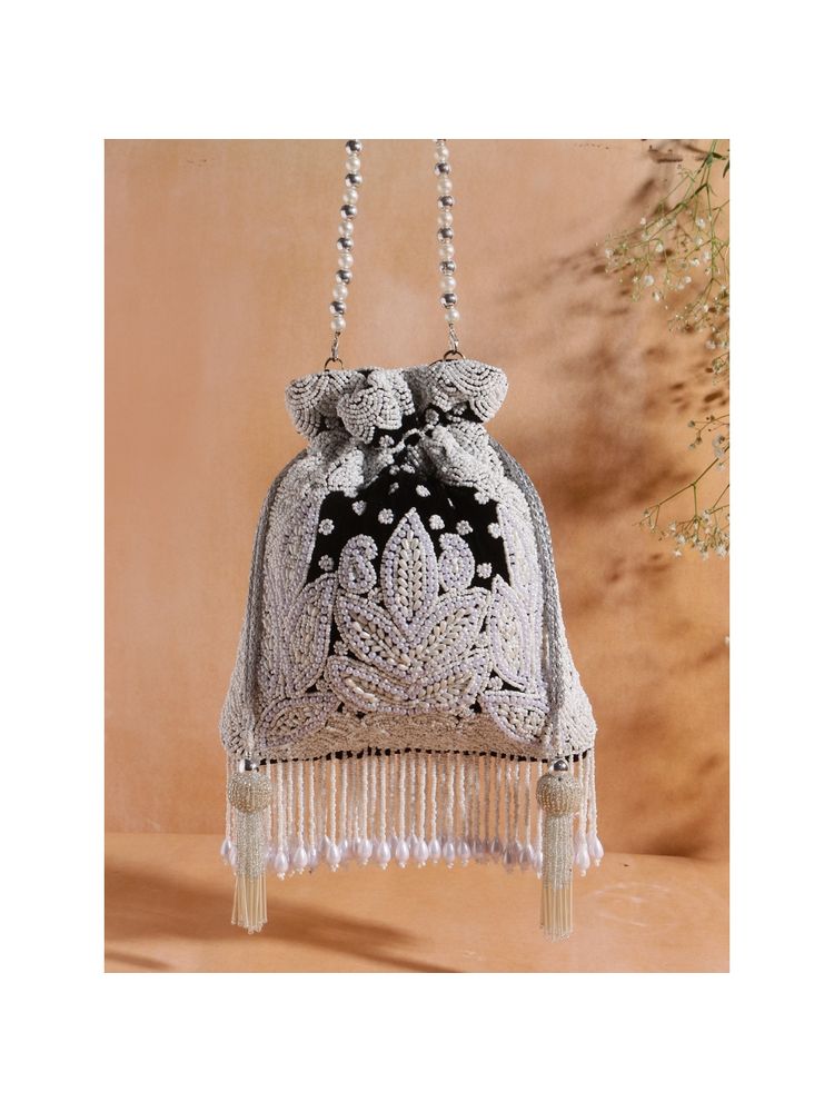 SWISNI Black Designer Potli Bag For Party (S)-picture-42