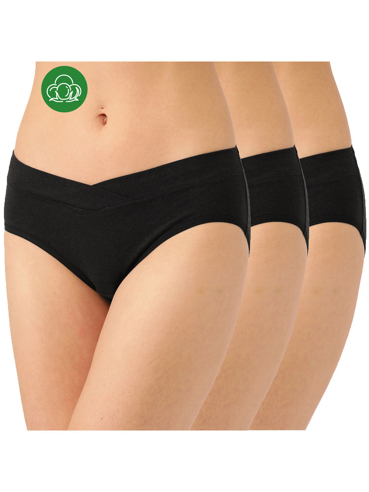 Inner Sense Women's Organic Cotton Antimicrobial Maternity Panty (pack Of 3) - Black