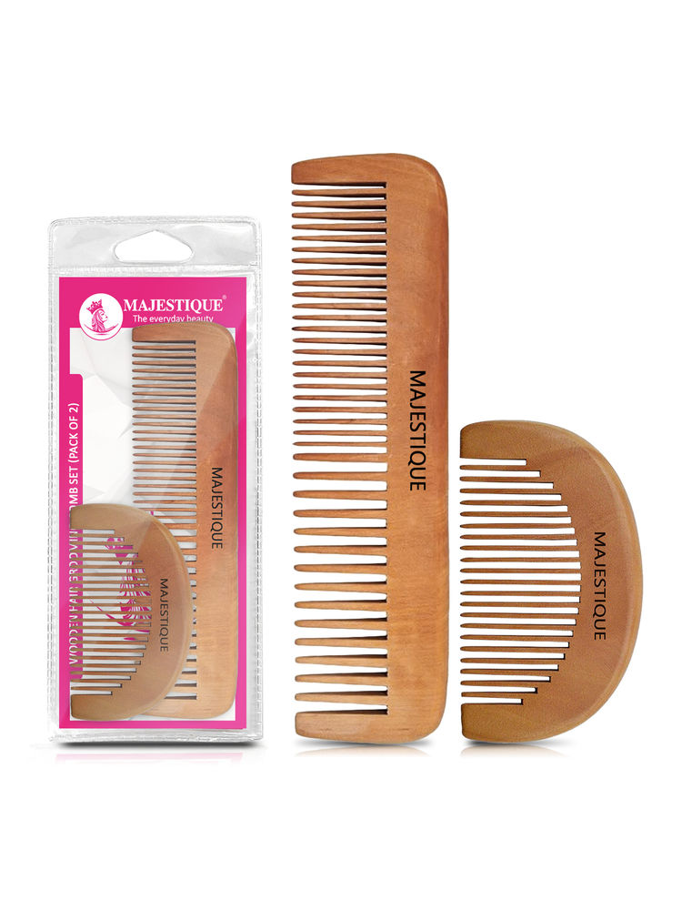 Majestique Wooden Hair Grooming Comb Set-picture-26